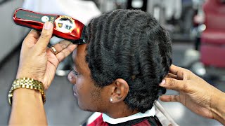 MUST SEE HAIRCUT TUTORIAL HEAVY 360 WAVE WOLF CHOP  HIGH TAPER WITH 2 CROWNS [upl. by Ecirp344]