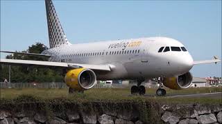 JET BLAST Take off Vueling A319 at San Sebastian airport RWY04 [upl. by Nnaeiram66]