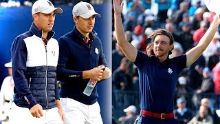 Jordan Spieth amp Justin Thomas Lose to Francesco Molinari amp Tommy Fleetwood  2018 Ryder Cup [upl. by Odnanreh]