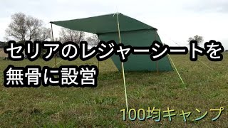 【百均キャンプ②再編集】セリアのレジャーシートをタープ代わりに設営してダイソーのBBQグリルで焚き火しました [upl. by Market]