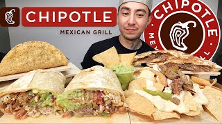 MUKBANG EATING Chipotle NEW Garlic Steak CRISPY Taco LOADED Barbacoa Burrito CHEESY Quesadilla [upl. by Anwahsal]