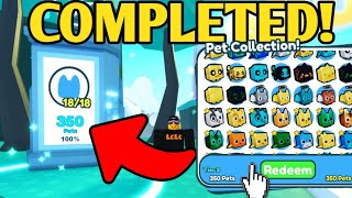 COMPLETED Pet Collection amp MAX PETS EQUIPPED in Pet Simulator X [upl. by Akvir]