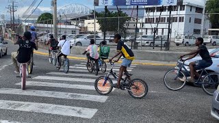 Saturday ride out‼️taking over Kingston Jamaica 🇯🇲 on bikes 🚲 😮‍💨 [upl. by Ahseinod]