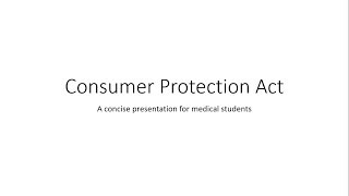 Consumer Protection Act  For Medical Students [upl. by Jourdain]