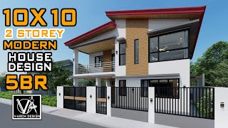 HOUSE DESIGN IDEA 100 SQM 10X10  2 STOREY MODERN [upl. by Lesser167]