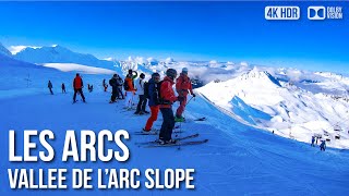 Les Arcs Ski Resort Vallee De LArc Slope  🇫🇷 France 4K HDR Ski Tour [upl. by Einnhoj]