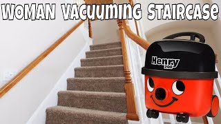 WOMAN Hoovering Dirty STAIRCASE Henry the Hoover Vacuuming Sound ➡️ vacuumwithme vacuumingcarpet [upl. by Arrik]