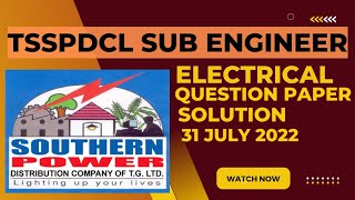 TSSPDCL Sub Engineer Question paper solution 31 July 2022  mahatranscoae tsspdcl mpscelectrical [upl. by Grussing17]