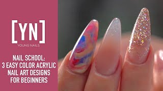 3 Easy Color Acrylic Nail Art Designs for Beginners [upl. by Yunick]