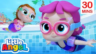 Jills Magical Mermaid Swim  Songs for Kids  Little Angel  Moonbug Kids  Girl Power 🌸🌺🌸 [upl. by Acireh673]