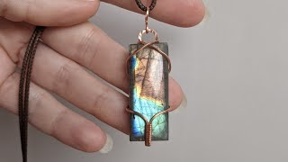 Rectangle Cabochon Wire Wrapped Pendant Tutorial [upl. by Anitsyrk]