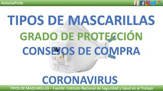 Tipos de mascarillas grado de protección consejos de compra  Coronavirus [upl. by Sivrup]