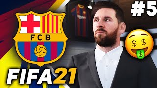 MESSI SIGNS A NEW CONTRACT  FIFA 21 Barcelona Career Mode EP5 [upl. by Bonnes]