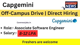 Capgemini Hiring For Associate Software Engineer  Job For Freshers [upl. by Zebaj]