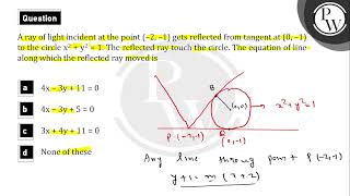 A ray of light incident at the point 21 gets reflected from tangent at 01 to the cir [upl. by Donia]