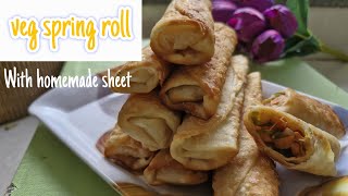 Veg spring roll recipe with homemade spring rolls sheet [upl. by Terryn637]