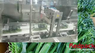 Redpack NTSBM Box Motion Flow Wrapper Packaging Tender Stem Broccoli  wwwProPaccom [upl. by Anesusa]