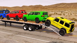 Flatbed Truck Mcqueen  Transportation with Truck  Pothole vs Car 08  BeamNGDrive [upl. by Aidualc]