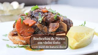 Bochechas de porco em Vinho Tinto com puré de batata doce [upl. by Deane591]