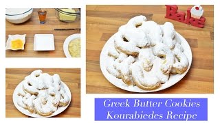 Greek Butter Cookies Kourabiedes EASY Recipe Κουραμπιέδες [upl. by Aneladdam915]