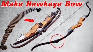 Make Hawkeye Bow from Leaf Spring with Folding Limbs  Hawkeye s Collapsible Bow good for survival [upl. by Ecnerret]