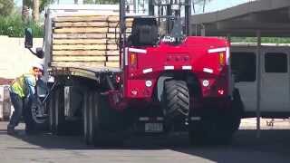 Red Forklift On Flatbed Truck [upl. by Gosnell]