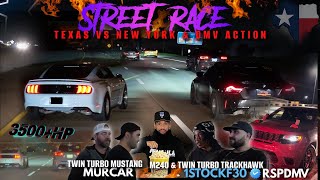 RSP TWIN TURBO HAWK amp 1STOCKF30 M240 VS TWIN TURBO MUSTANG INSANE I DID THE EXTREME 🤯STREET RACING [upl. by Etnoval]