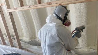 Sprayfoam insulation in the quonset hut [upl. by Dnomse]