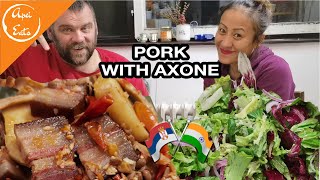 EATING PORK WITH AXONE AND BAMBOO SHOOTSOKSHA KA HAWAIJAR EATING WITH RICETRIBAL RECIPE [upl. by Cerell271]