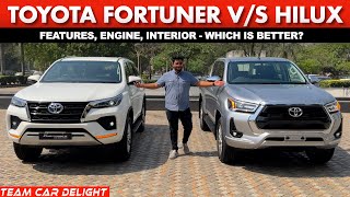 Toyota Hilux vs Fortuner  Detailed Comparison  Price Interior Features Dimensions [upl. by Yelahc]