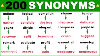 Learn 200 HELPFUL Synonym Words in English To Strengthen Your English Vocabulary [upl. by Erdnassac]