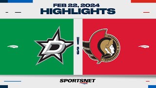 NHL Highlights  Stars vs Senators  February 22 2024 [upl. by Eidod]