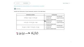 Aleks Identifying the moleculararity of an elementary reaction [upl. by Nuahsyt]