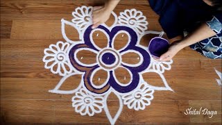 Free hand rangoli designs with colours for Navratri by Shital daga  Diwali Rangoli designs [upl. by Ahsener]