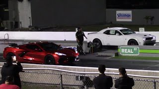 Hellcat Challenger vs C8 Corvette and Audi RS7 Drag Races [upl. by Lallage]