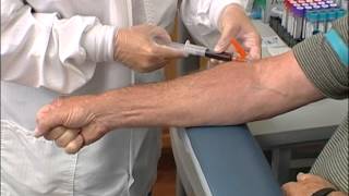 How to perform a venipuncture using a syringe [upl. by Eluk]