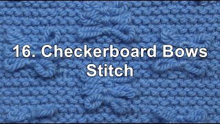 Knitting Stitch Pattern  16 Checkerboard Bows Stitch [upl. by Mcclary]