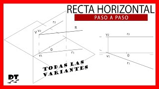 😎🚀 Recta HORIZONTAL en DIÉDRICO 😎 Aprender diedrico paso a paso 😎 sistema diedrico rectas [upl. by Kesley]