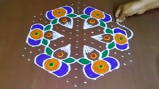 158 beautiful rangoli 🌷 traditional friday kolam 🌷 festival easy rangoli 🌷jeevanarangoli505 [upl. by Dionisio]