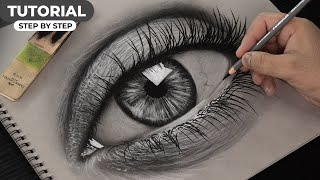 Drawing EYE with Charcoal  Step by step [upl. by Mok]