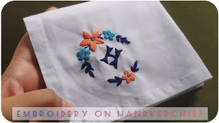 How to Embroder on handkerchief  Letter Embroidery on handkerchief  Lets Explore [upl. by Isabelita]