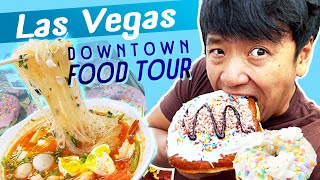 Las Vegas DOWNTOWN FOOD TOUR  BEST FOOD Fremont Street Experience [upl. by Aurlie915]