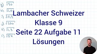 Teilweise Wurzelziehen  Lambacher Schweizer Mathe 9 NRW G9 Seite 22 Aufgabe 11 [upl. by Ihsoyim]