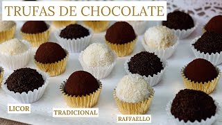 TRUFAS DE CHOCOLATE  3 TIPOS tradicionales coco y licor  ladulcepedia [upl. by Assirram]