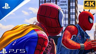 Team Spiderverse Vs Sandman boss fight 4K realistic graphics gameplay spiderman 2 Ps5 Slim [upl. by Hillie46]