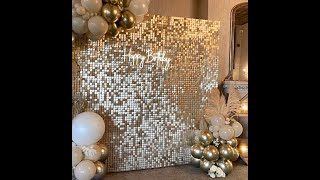 Light Gold shimmer wall Sequin Wall Backdrop [upl. by Nnylekoorb]