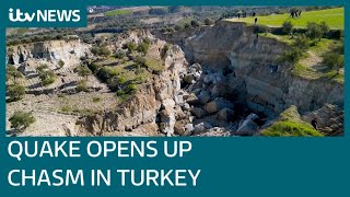 TurkeySyria earthquake ripped huge chasm in what was once an olive field near Antakya  ITV News [upl. by Charlie]