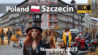 Street walk ☁️ Szczecin 🇵🇱 Poland  November 2023 4k [upl. by Dewain]