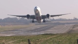 Boeing 777300 Powerful Takeoff at Birmingham Airport [upl. by Aelem]