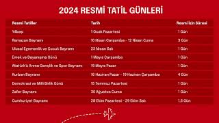 2024 YILI RESMİ TATİL VE DİNİ GÜNLER [upl. by Bindman582]